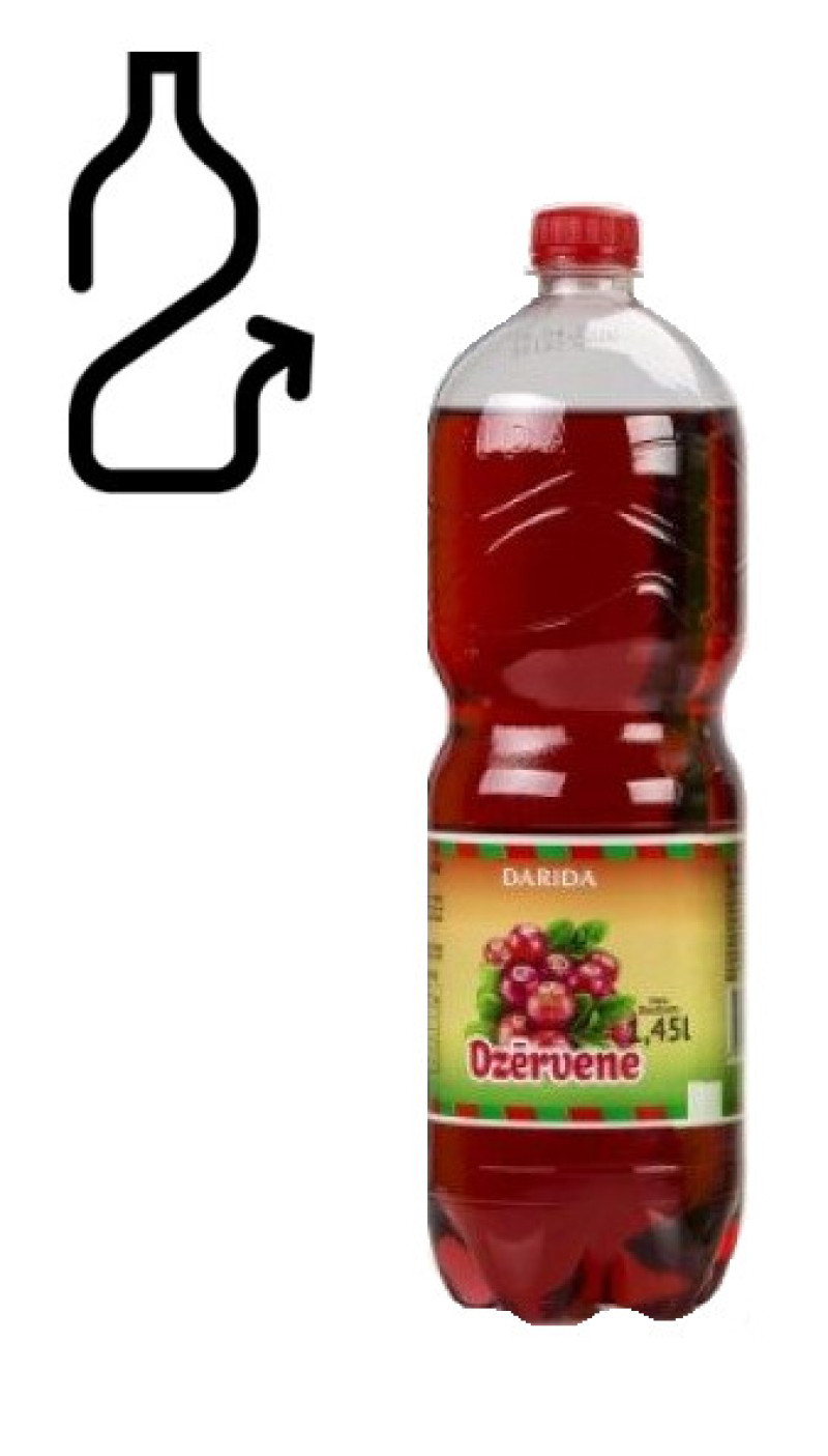 Limonāde Darida dzērveņu 1.45L (27.05.26) DEPOZĪTA maksa 0.10 eiro Baltkrievija