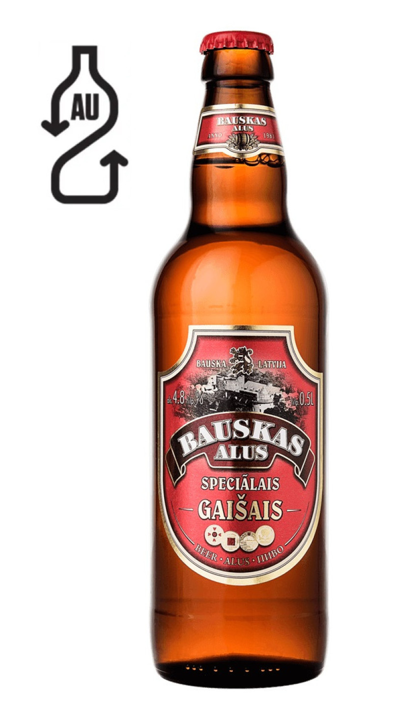 Alus Bauskas gaišais 0.5l 4.8% 1/20 (20.06.26) DEPOZĪTA maksa ir 0.10 eiro Latvija