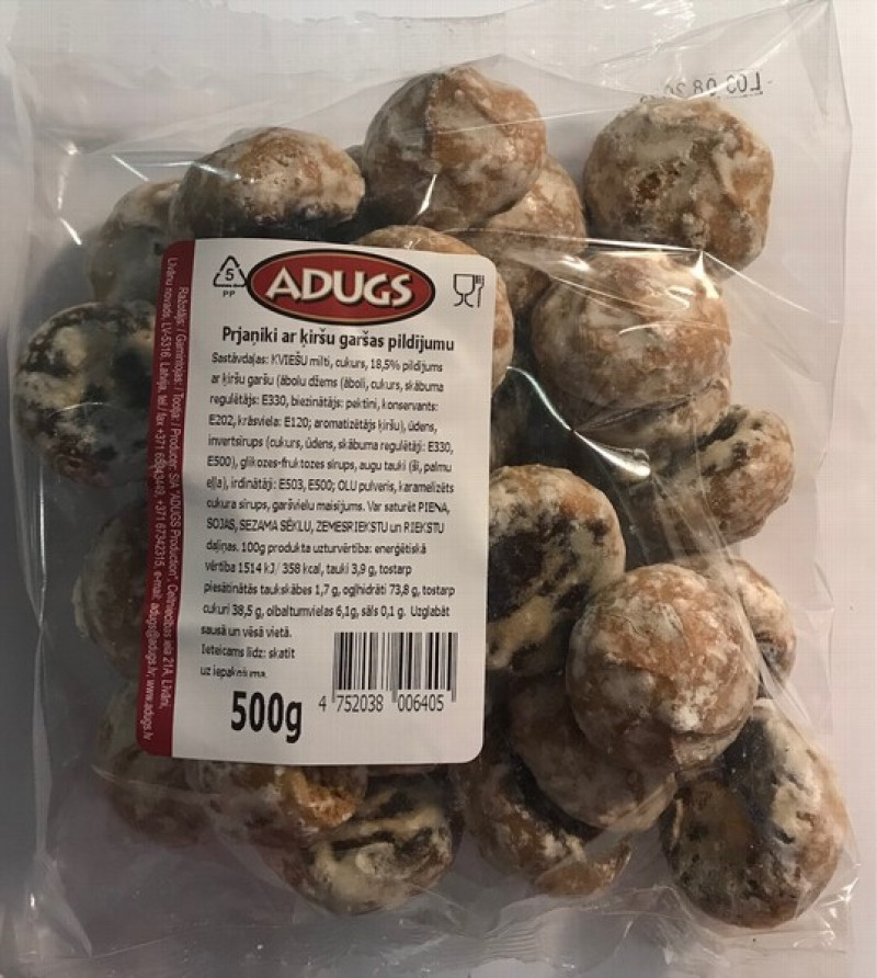 Prjaņiki Adugs ar ķiršu garšas pildījumu 500g (04.07.26) Latvija