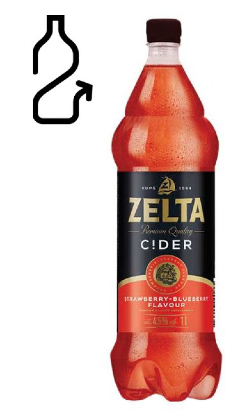 Sidrs Aldara Zelta C!der Strawberry-blueberry 4.5% 1L 1/6 DEP. maksa 0.10 eiro(08.06.26) Igaunija