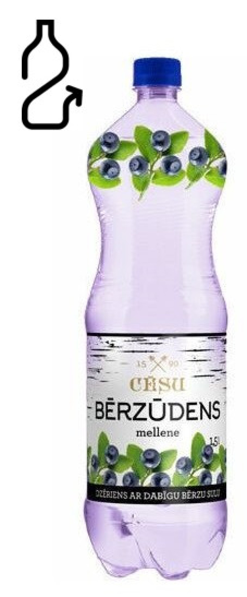 Dzēriens Cēsu Bērzūdens mellene 1.5l 1/6 (04.04.26) DEPOZĪTA maksa 0.10 eiro Igaunija