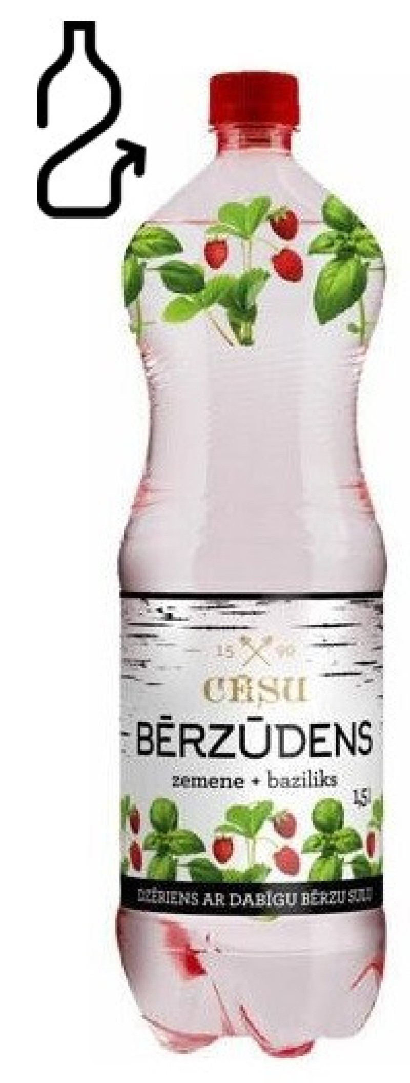 Dzēriens Cēsu Bērzūdens zemene baziliks 1.5l DEPOZĪTA maksa 0.10 eiro(03.04.26) Igaunija
