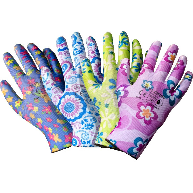 Cimdi neilona ar nitrila pārklājumu 8. izmērs (S) Floris 1/12