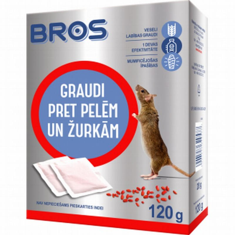 Peļu inde graudi BROS 120g NEW(03.27)1/12 Polija