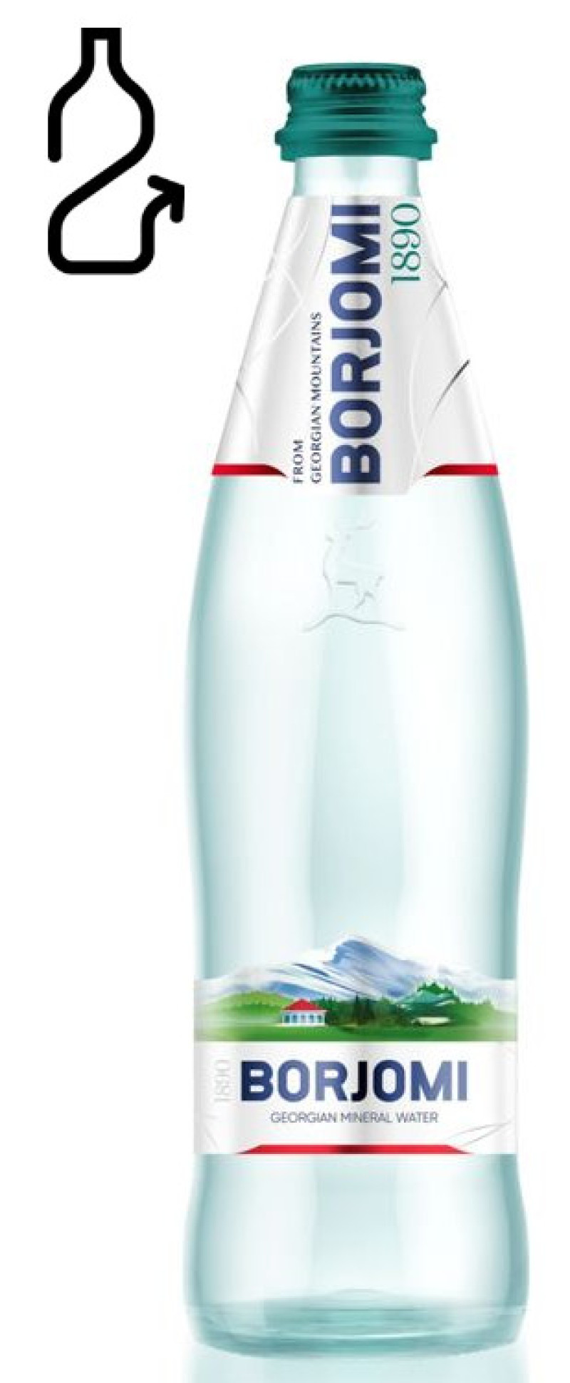 Minerālūdens Borjomi 0.5L stiklā DEPOZĪTA maksa 0.10 eiro(22.05.26)