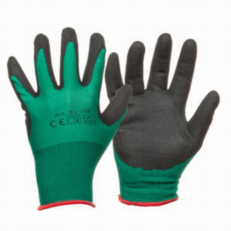 Cimdi trikotāžas ar lateksa pārklājumu 10. izmērs 1/12 Ķīna