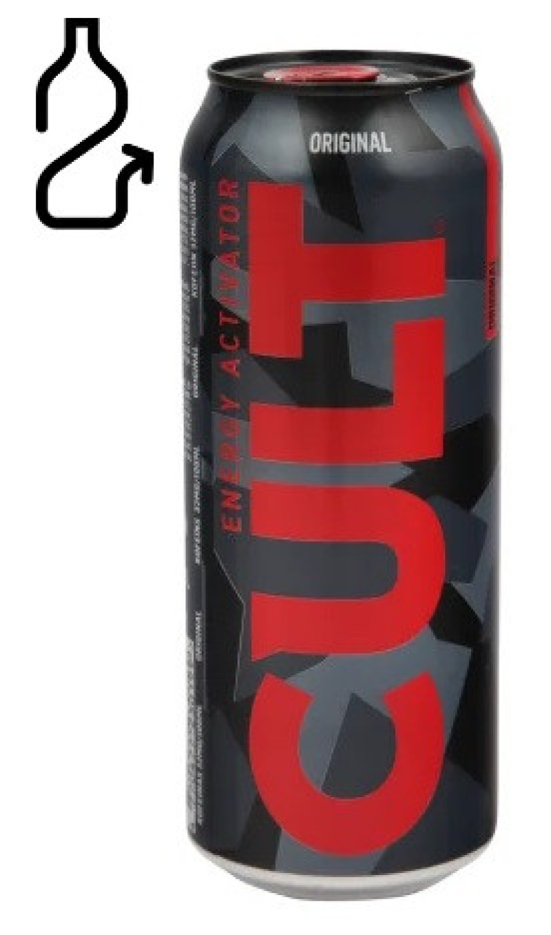 Enerģijas dzēriens Cult Original 0.5L 1/24 DEPOZĪTA maksa 0.10 eiro (08.05.26)