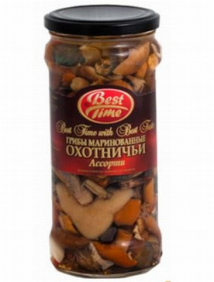 Sēnes marinētas Ohotničji assorti 580g 1/12 (25.11.28) Ķīna