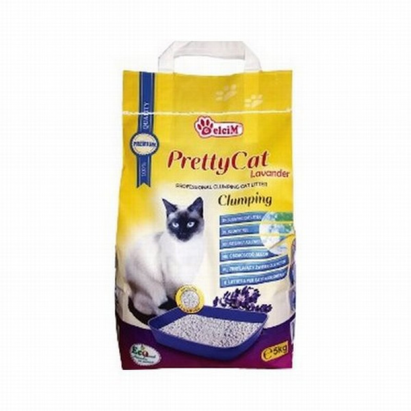 Smiltis kaķu tualetei cementējošas PrettyCat ar lavandas aromātu 5kg(22.12.28)