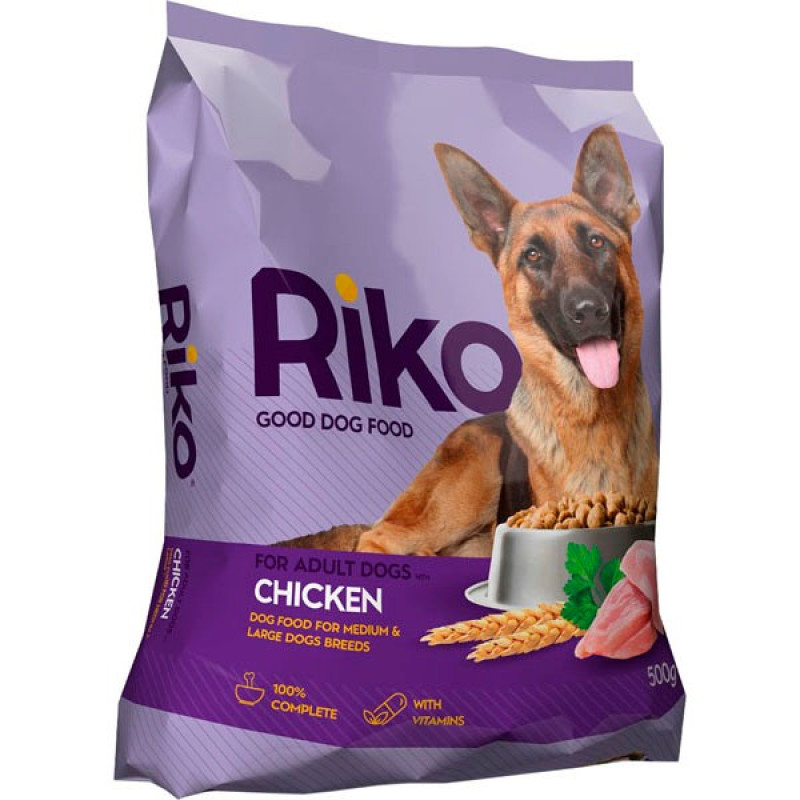 Suņu sausā barība Riko ar vistas gaļu 0.5kg 1/20(07.10.26) Latvija