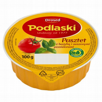 Vistas pastēte Podlaski ar tomātiem un baziliku 100g (04.06.2027)