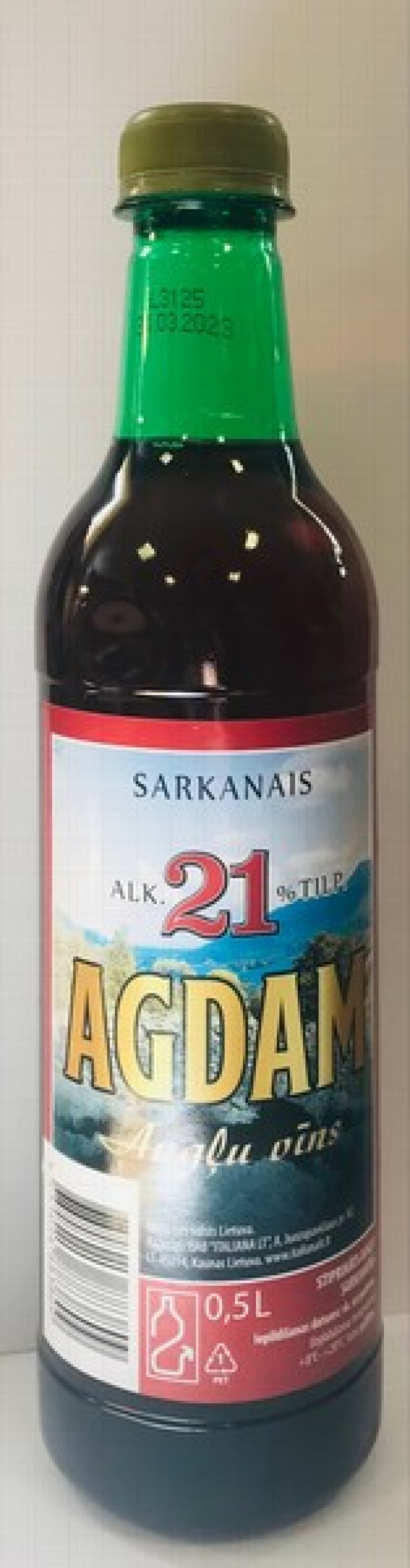 Vīns Agdam sarkanais 0.5L 21% DEPOZĪTA maksa 0.10 eiro