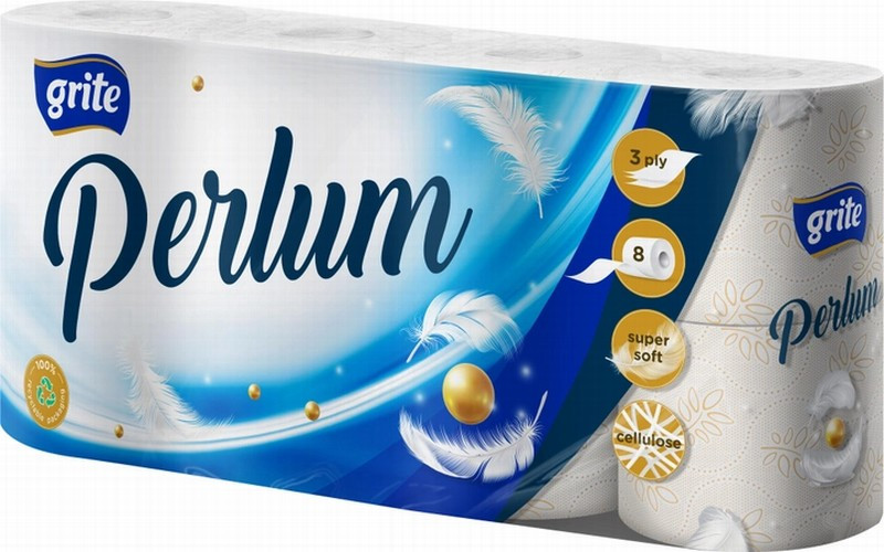 Tualetes papīrs Grite Perlum 3-kārtīgs 8gb (0.248eur/gb) LT 1/8