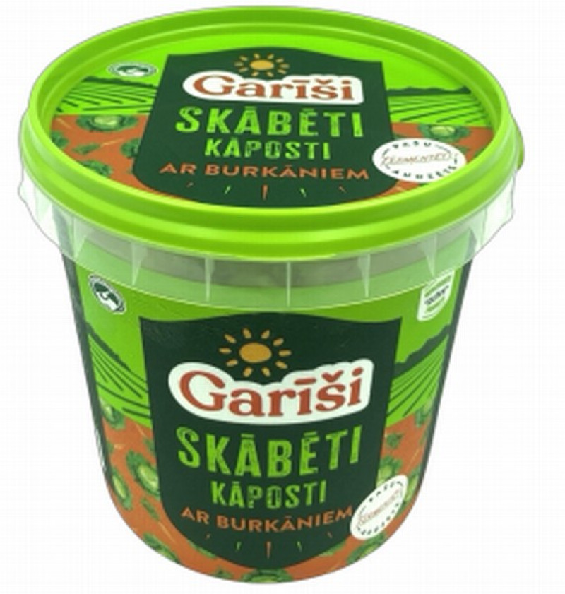 Skābēti kāposti ar burkāniem 650g Garīši  Latvija(10.03.26)