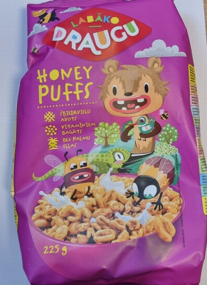 Sausās brokastis Draugu Honey puffs 225g (10.03.25) EU