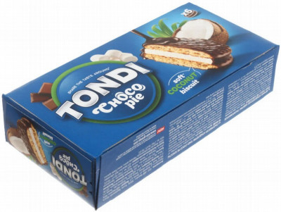 Cepumi Tondi Sandwich Biscuit Choco Pie Coconut 180g KDV (18.08.2025) Krievija