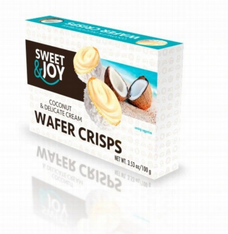 Konfekšu kaste Crisps ar kokosu um krēma pildījumu 100g  (15.04.26) Polija