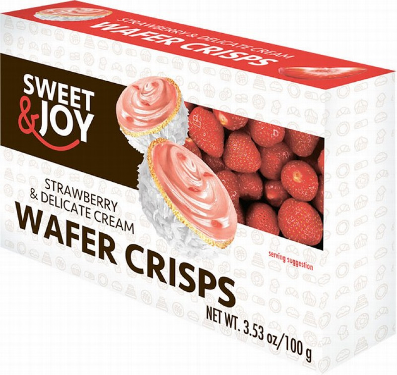 Konfekšu kaste Crisps ar kokosu un zemeņu pildījumu 100g (15.04.2026)