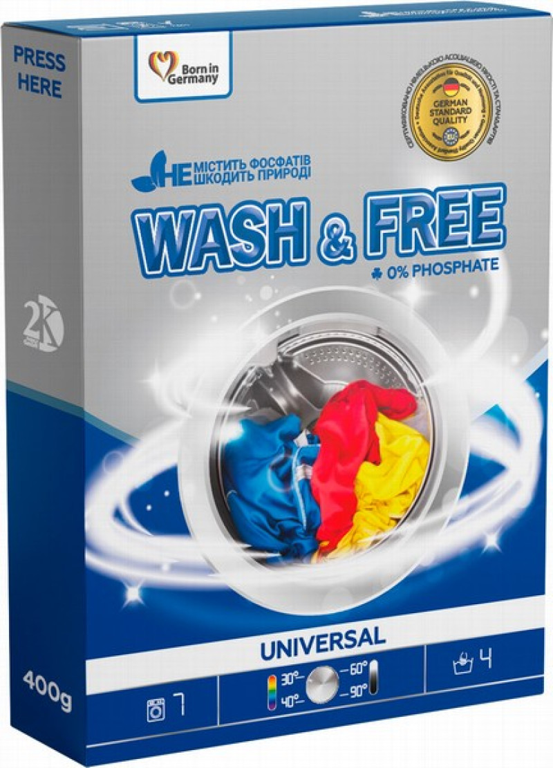 Veļas pulveris Wash&Free Universal 400g 1/8 (08.09.2026) Ukraina