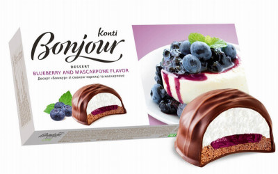 Zefīru deserts Bonjour ar melleņu un maskarpones garšu 232g  (27.11.2025) Ukraina