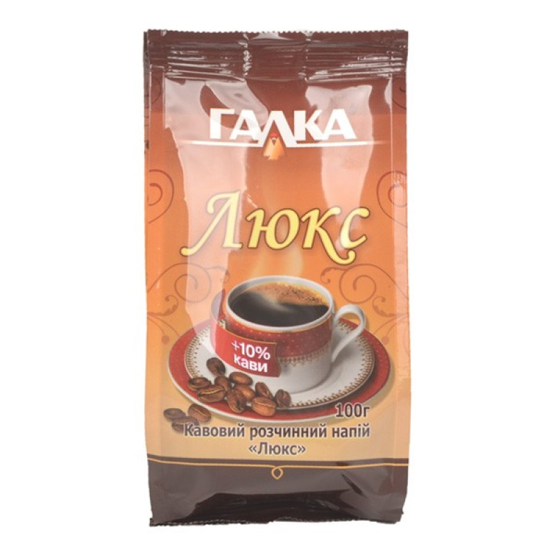 Cigoriņi Galka šķīstošais kafijas dzēriens Lukss 100g m/p (08.06.27) UA