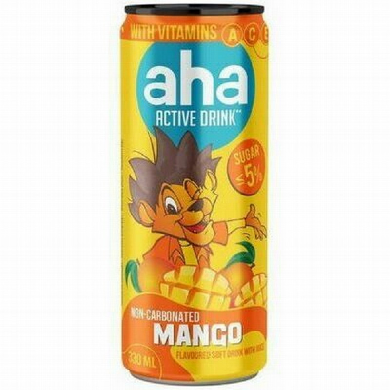Limonāde Aha 0.33L Mango can  (16.11.25) DEPOZĪTA maksa 0.10 eiro