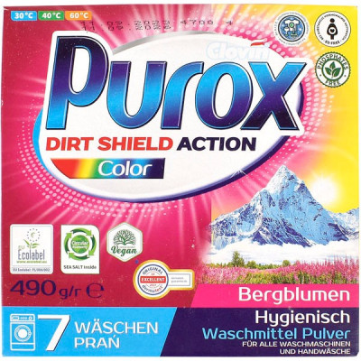 Veļas pulveris Purox 490g color 1/6 (11.09.26) Polija