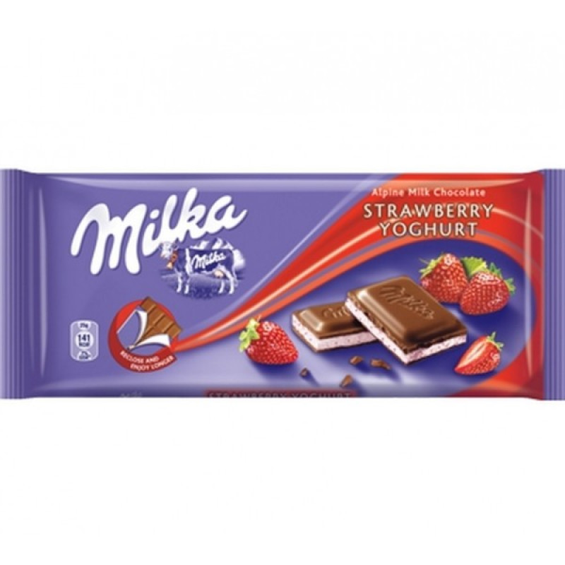 Šokolāde Milka ar zemeņu jogurtu 100g  (06.03.2026)