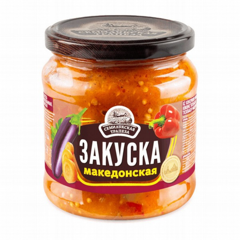 Dārzeņu uzkoda Makedonskaja 460g Semilukskaja Trapeza (27.09.2027) Krievija