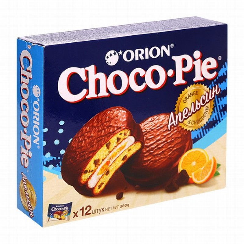 Cepumi Orion Choco Pie Chocochips ar apelsīnu 360 KDV (12.03.26) RU