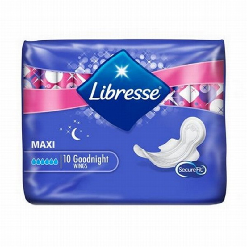 Higiēniskās paketes Libresse Maxi night super biezās 10gb (13.05.2027)