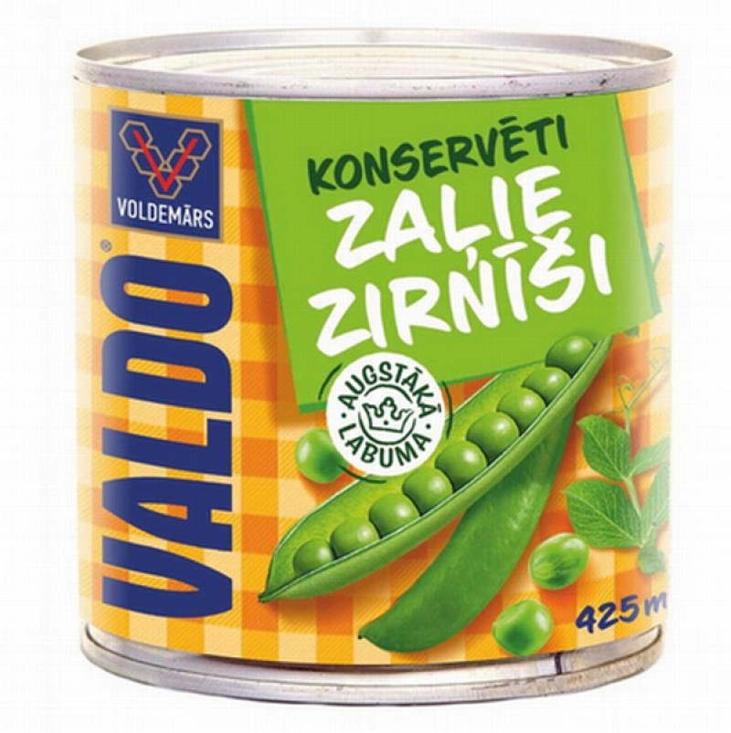 Zaļie zirnīši Valdo 450ml 1/12 (30.06.27)