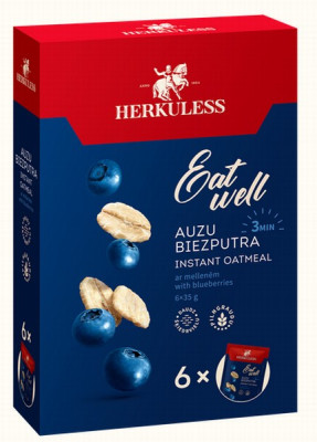 Auzu pārslu biezputra ātri pagatavojamā ar melleņu gabaliņiem (6*35g) 210g (05.12.2025) Latvija