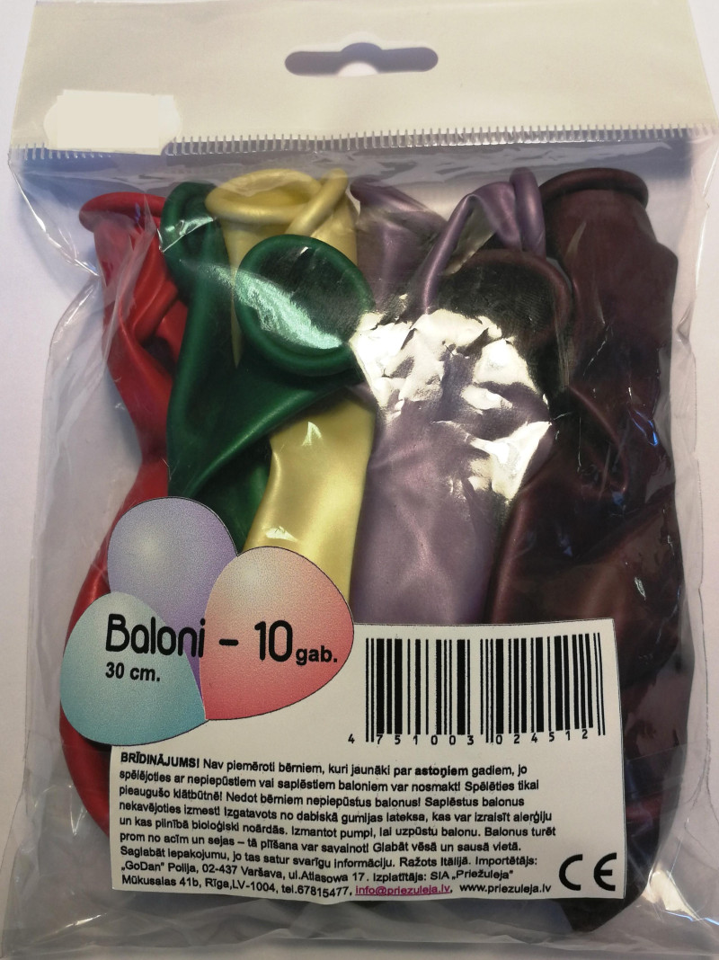 Baloni 10gb metāliski/ar zīmējumu