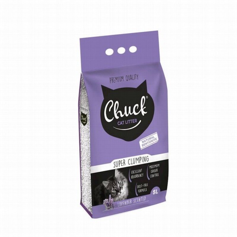 Smiltis kaķu tualetei Chuck cementējošas Lavander 5L Standart (2-4mm)