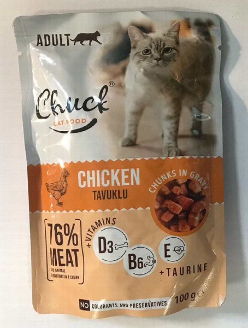Kaķu konservi Chuck ar vistas gaļu 100g 1/24 (13.11.26)