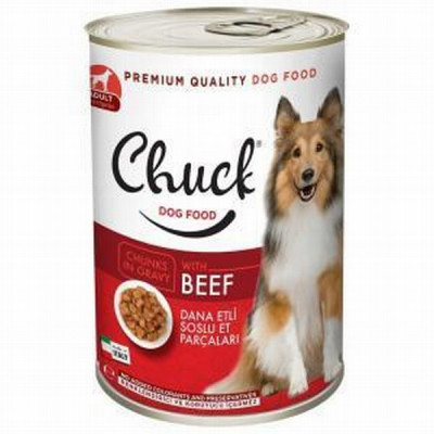 Suņu konservi Chuck ar liellopu gaļu 400g (20.03.2026)
