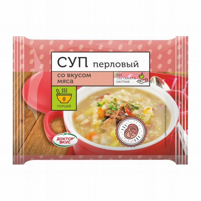 Zupa Doktor Vkus Miežu ar gaļu 200g 1/40 (05.04.2025) RU