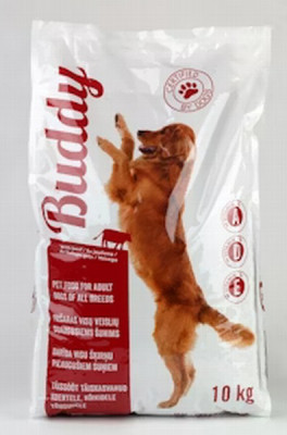 Suņu sausā barība Buddy ar liellopu gaļu 10kg (02.2026)