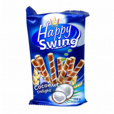 Vafeļu trubiņas Happy Swing ar kokosu 150g  (10.06.2025) Polija