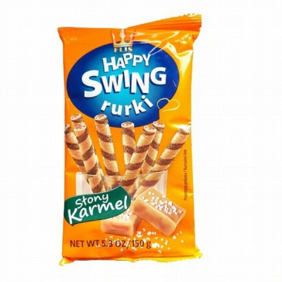 Vafeļu trubiņas Happy Swing ar sāļo karameli 150g (03.06.2025) Polija