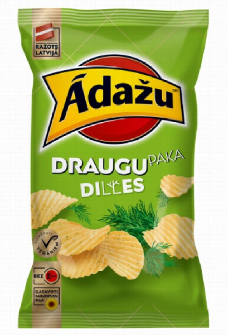 Čipsi Ādažu Draugu paka ar diļļu garšu 1/18 (09.06.26)LABA CENA Latvija